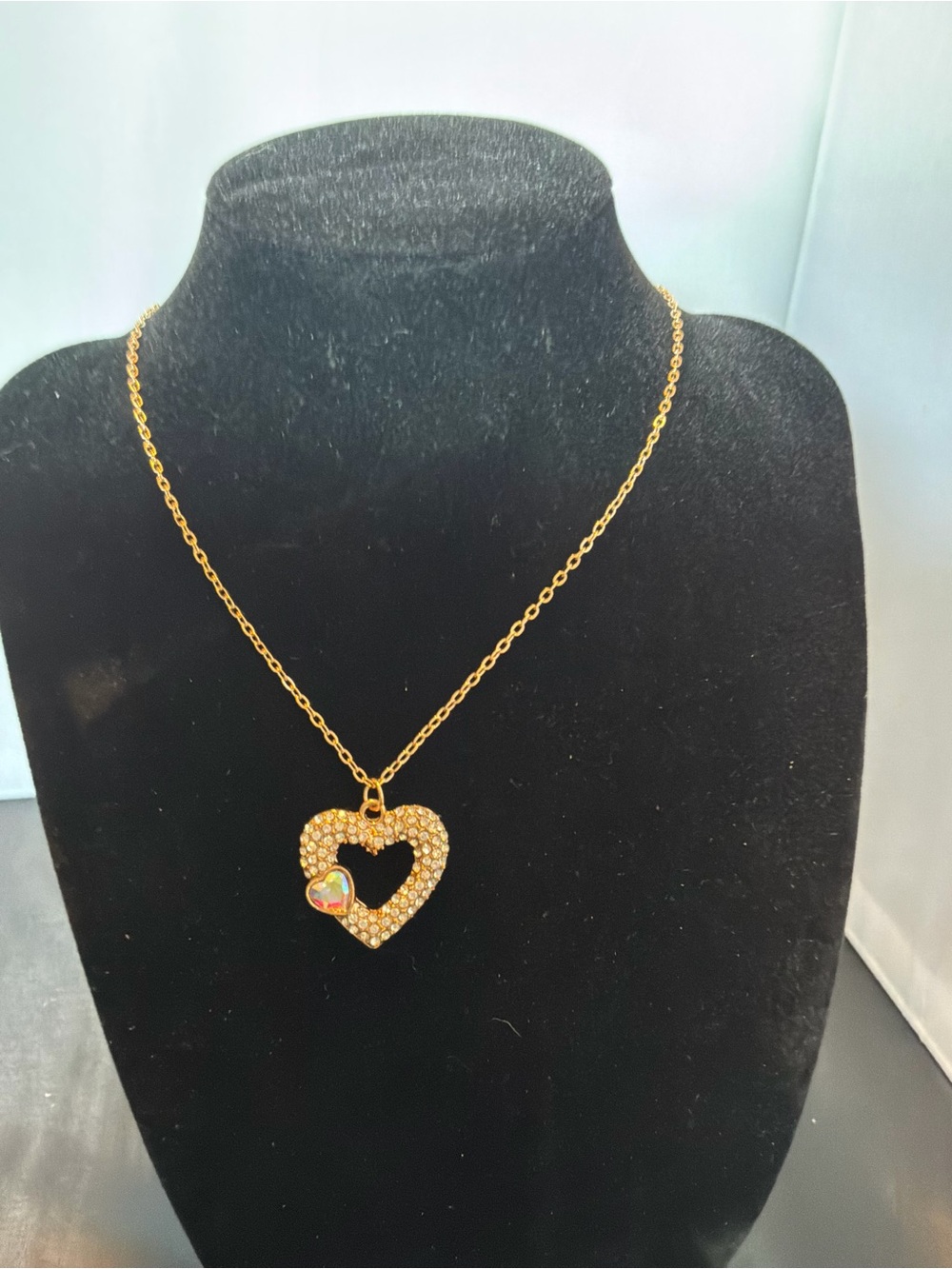 Heart Pendant Necklace with Crystal Accent - Women's Jewelry